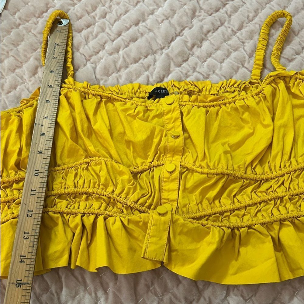 J. Crew Bright Yellow Ruched Ruffle Crop Top - Picture 6 of 7
